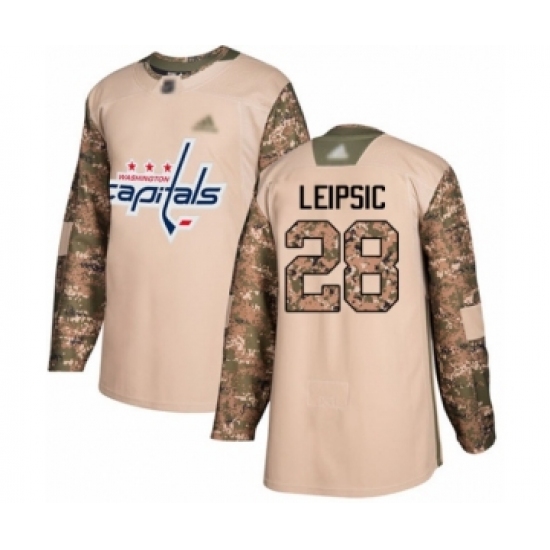 Men's Washington Capitals 28 Brendan Leipsic Authentic Camo Veterans Day Practice Hockey Jersey