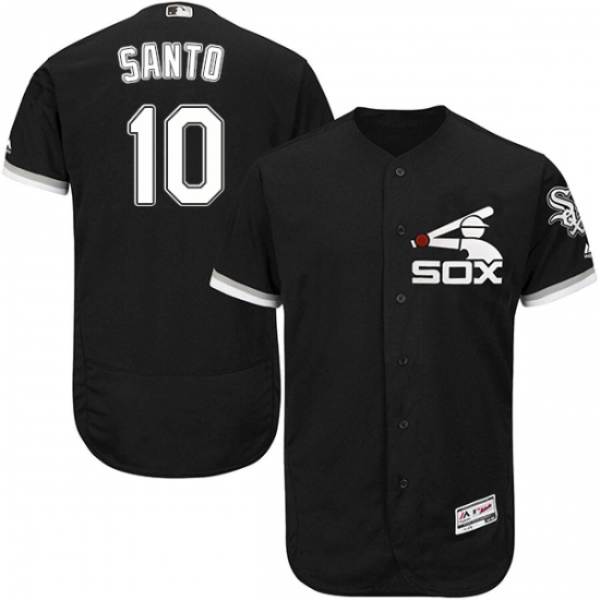 Men's Majestic Chicago White Sox 10 Ron Santo Black Flexbase Authentic Collection MLB Jersey