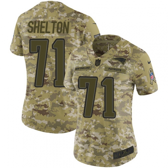 Women's Nike New England Patriots 71 Danny Shelton Limited Camo 2018 Salute to Service NFL Jersey
