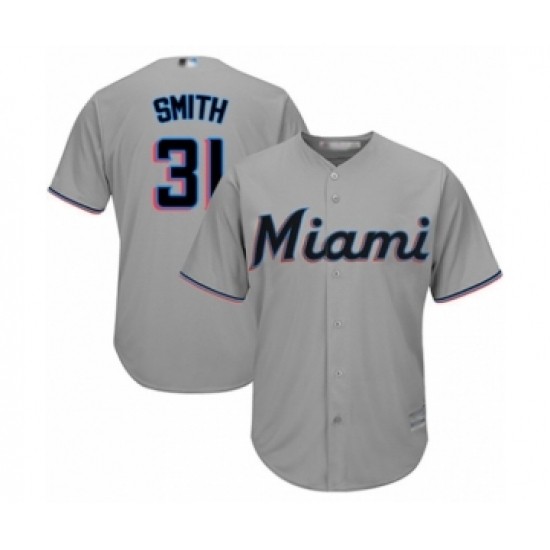 Youth Miami Marlins 31 Caleb Smith Authentic Grey Road Cool Base Baseball Player Jersey