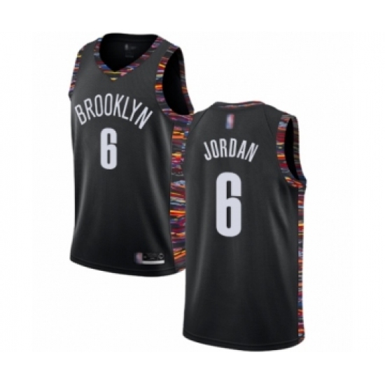 Men's Brooklyn Nets 6 DeAndre Jordan Authentic Black Basketball Jersey - 2018 19 City Edition