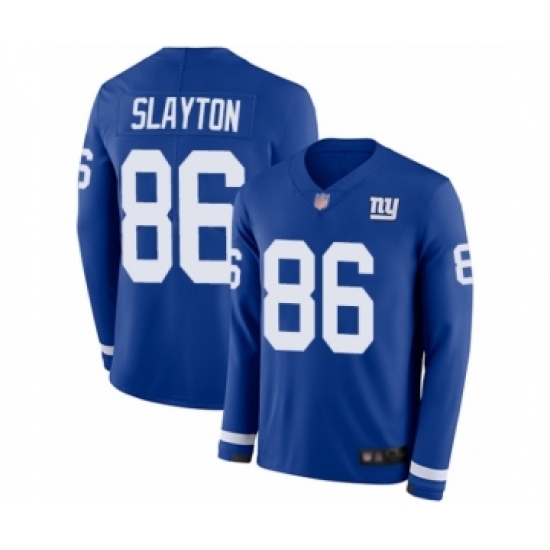 Youth New York Giants 86 Darius Slayton Limited Royal Blue Therma Long Sleeve Football Jersey