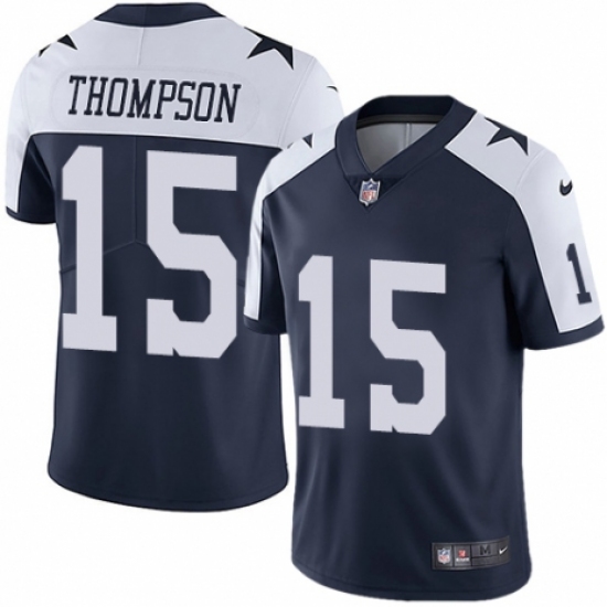 Youth Nike Dallas Cowboys 15 Deonte Thompson Navy Blue Throwback Alternate Vapor Untouchable Limited Player NFL Jersey