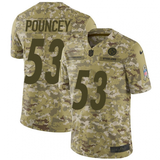Men's Nike Pittsburgh Steelers 53 Maurkice Pouncey Limited Camo 2018 Salute to Service NFL Jersey
