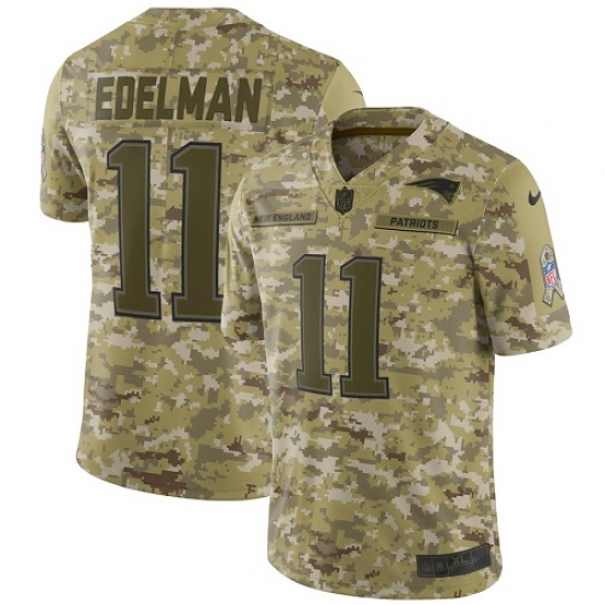Men's Nike New England Patriots 11 Julian Edelman Limited Camo 2018 Salute to Service NFL Jersey