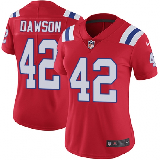 Women's Nike New England Patriots 42 Duke Dawson Red Alternate Vapor Untouchable Limited Player NFL Jersey