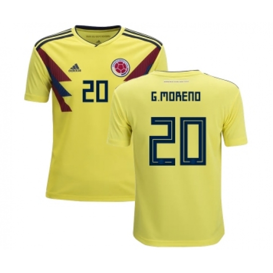 Colombia 20 G.Moreno Home Kid Soccer Country Jersey