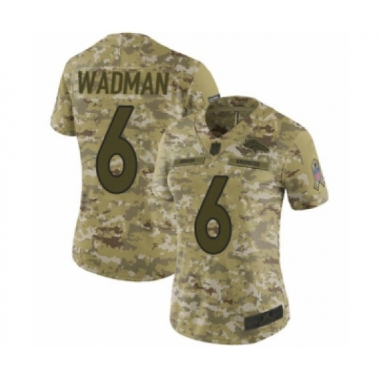 Women's Denver Broncos 6 Colby Wadman Limited Camo 2018 Salute to Service Football Jersey