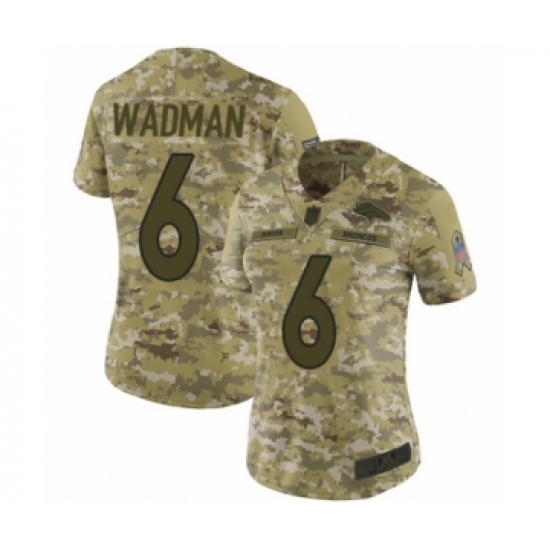 Women's Denver Broncos 6 Colby Wadman Limited Camo 2018 Salute to Service Football Jersey