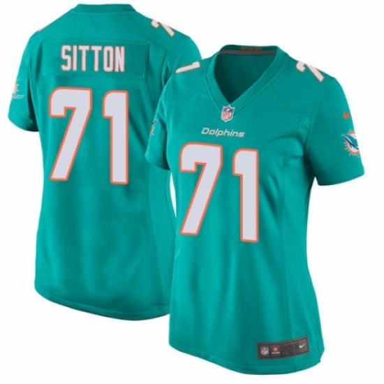 Women's Nike Miami Dolphins 71 Josh Sitton Game Aqua Green Team Color NFL Jersey