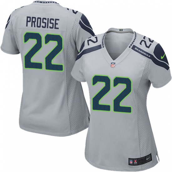 Women's Nike Seattle Seahawks 22 C. J. Prosise Game Grey Alternate NFL Jersey