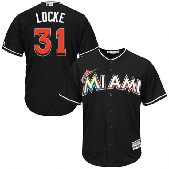 Men's Majestic Miami Marlins 31 Jeff Locke Replica Black Alternate 2 Cool Base MLB Jersey