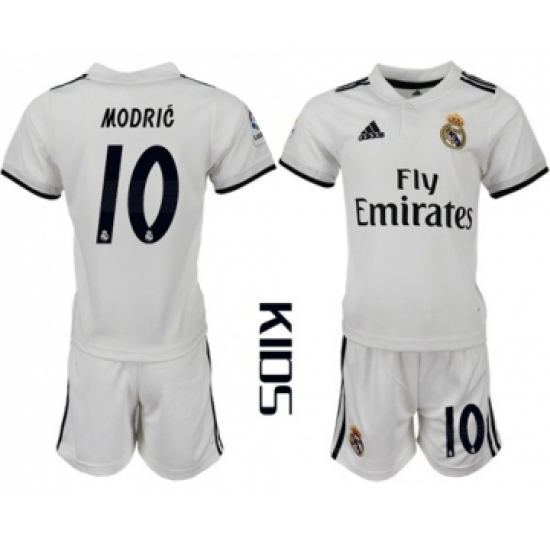 Real Madrid 10 Modric White Home Kid Soccer Club Jersey