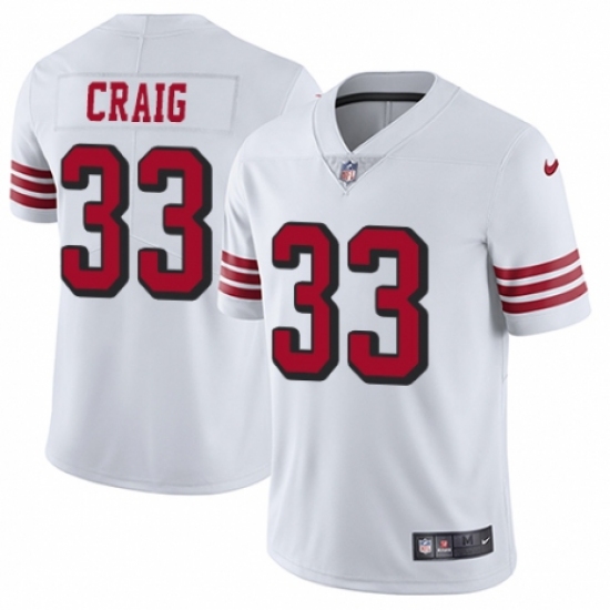 Youth Nike San Francisco 49ers 33 Roger Craig Limited White Rush Vapor Untouchable NFL Jersey