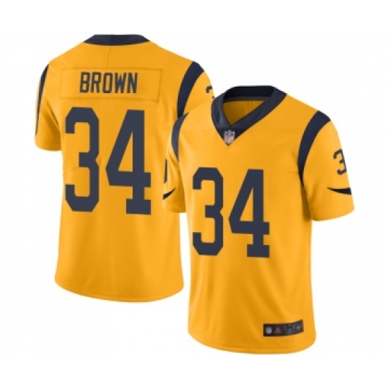 Men's Los Angeles Rams 34 Malcolm Brown Limited Gold Rush Vapor Untouchable Football Jersey