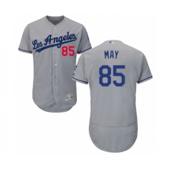 Men's Los Angeles Dodgers 85 Dustin May Grey Road Flex Base Authentic Collection Baseball Player Jersey
