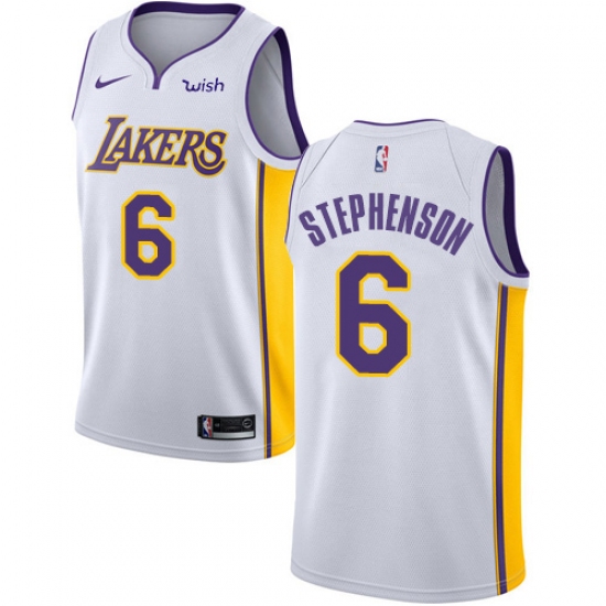 Men's Nike Los Angeles Lakers 6 Lance Stephenson Swingman White NBA Jersey - Association Edition