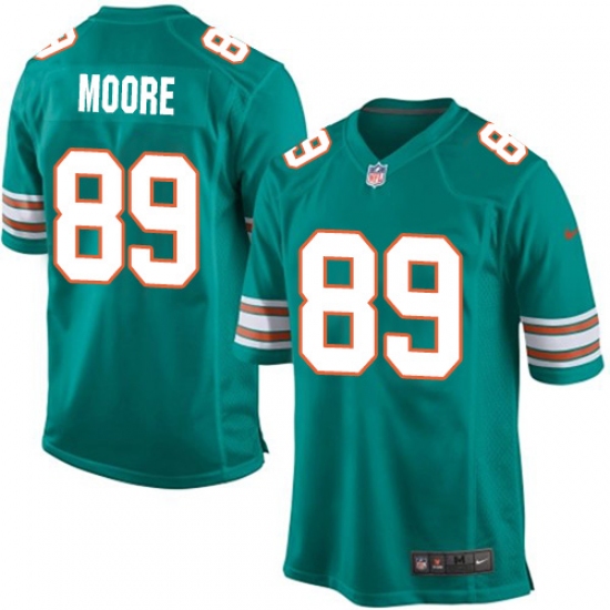 Youth Nike Miami Dolphins 89 Nat Moore Game Aqua Green Alternate NFL Jersey
