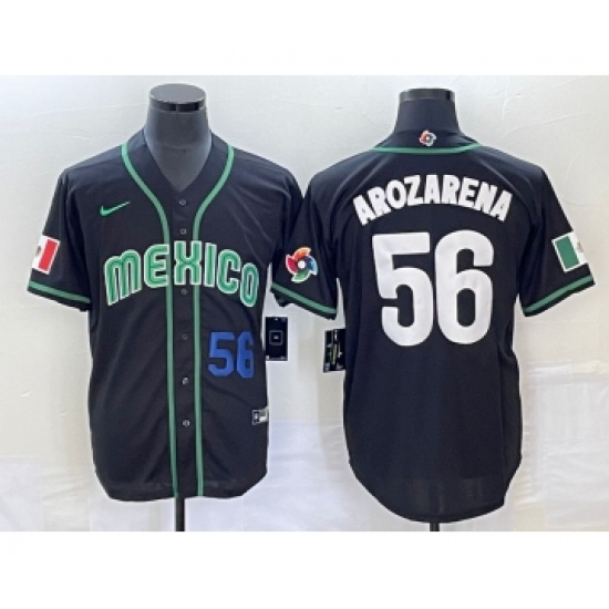 Men's Mexico Baseball 56 Randy Arozarena Number 2023 Black World Classic Stitched Jersey3