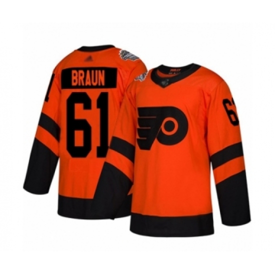 Women's Philadelphia Flyers 61 Justin Braun Authentic Orange 2019 Stadium Series Hockey Jersey