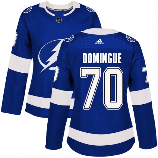 Women's Adidas Tampa Bay Lightning 70 Louis Domingue Authentic Royal Blue Home NHL Jersey