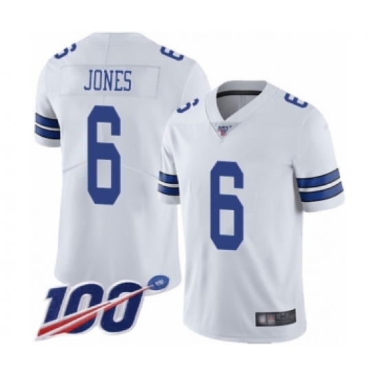 Men's Dallas Cowboys 6 Chris Jones White Vapor Untouchable Limited Player 100th Season Football Jersey