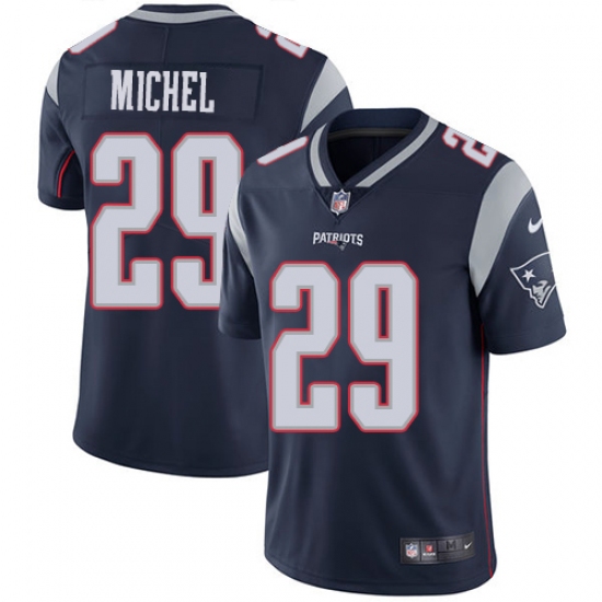 Men's Nike New England Patriots 29 Sony Michel Navy Blue Team Color Vapor Untouchable Limited Player NFL Jersey
