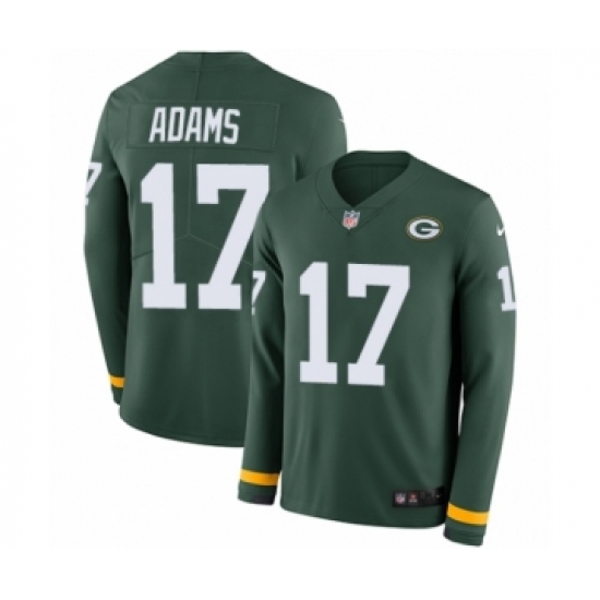 Men's Nike Green Bay Packers 17 Davante Adams Limited Green Therma Long Sleeve NFL Jersey