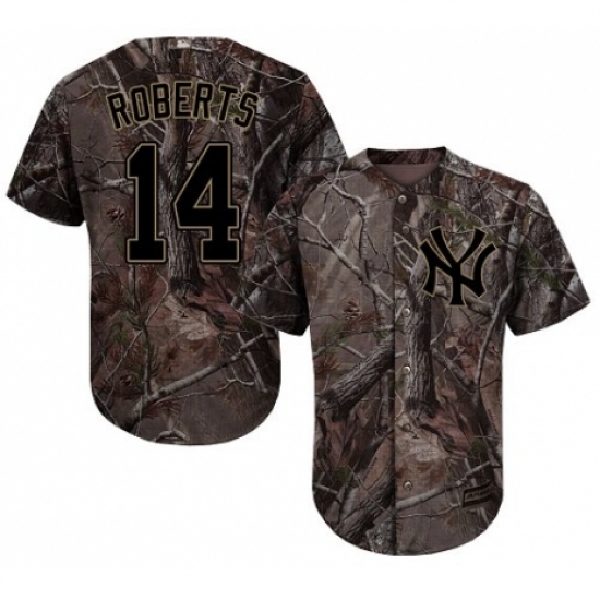 Men's Majestic New York Yankees 14 Brian Roberts Authentic Camo Realtree Collection Flex Base MLB Jersey