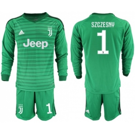 Juventus 1 Szczesny Green Goalkeeper Long Sleeves Soccer Club Jersey