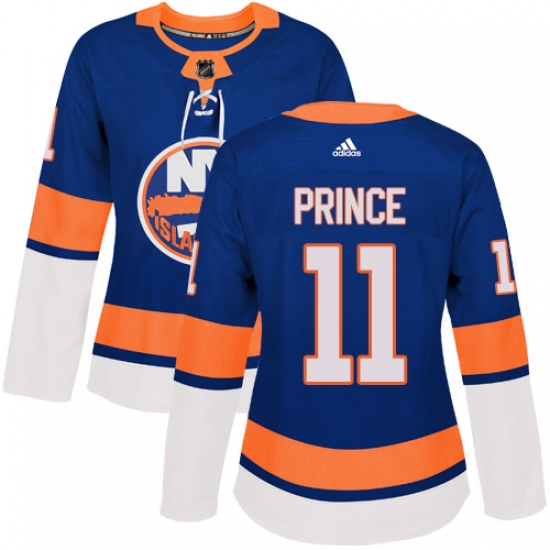 Women's Adidas New York Islanders 11 Shane Prince Premier Royal Blue Home NHL Jersey