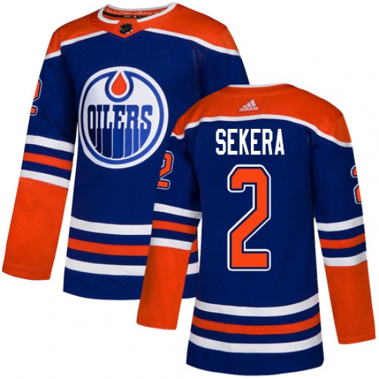 Men's Adidas Edmonton Oilers 2 Andrej Sekera Premier Royal Blue Alternate NHL Jersey