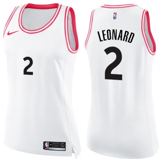 Women's Nike Toronto Raptors 2 Kawhi Leonard Swingman White Pink Fashion NBA Jersey
