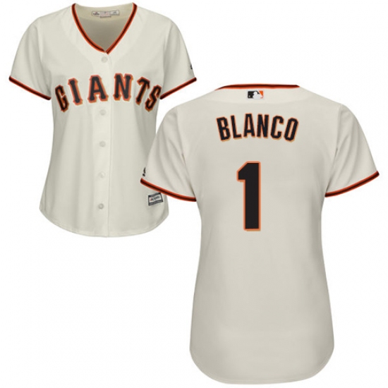 Women's Majestic San Francisco Giants 1 Gregor Blanco Authentic Cream Home Cool Base MLB Jersey