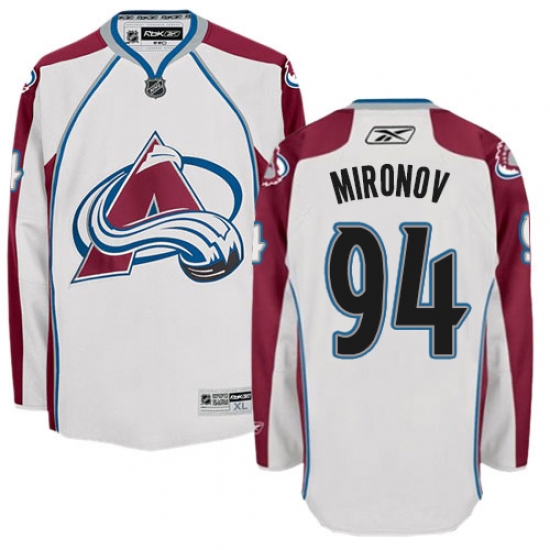 Youth Reebok Colorado Avalanche 94 Andrei Mironov Authentic White Away NHL Jersey