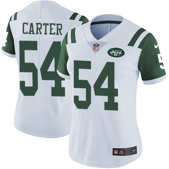Women's Nike New York Jets 54 Bruce Carter White Vapor Untouchable Limited Player NFL Jersey