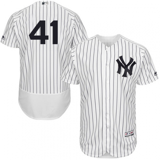 Men's Majestic New York Yankees 41 Adam Lind White Home Flex Base Authentic Collection MLB Jersey