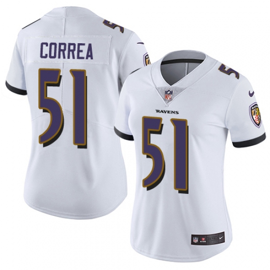 Women's Nike Baltimore Ravens 51 Kamalei Correa White Vapor Untouchable Limited Player NFL Jersey
