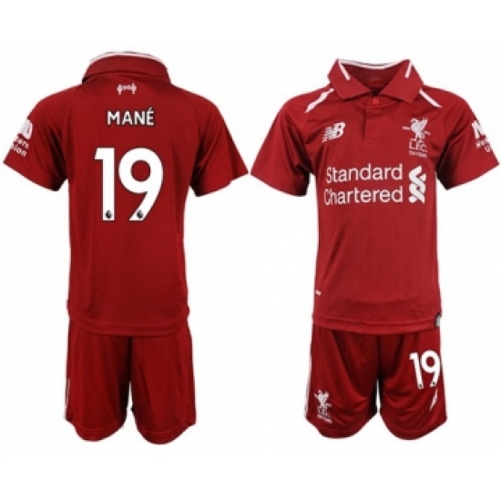Liverpool 19 Mane Red Home Kid Soccer Club Jersey