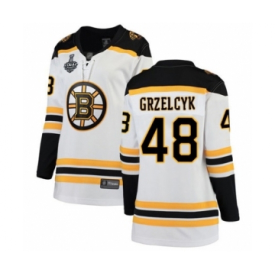Women's Boston Bruins 48 Matt Grzelcyk Authentic White Away Fanatics Branded Breakaway 2019 Stanley Cup Final Bound Hockey Jersey
