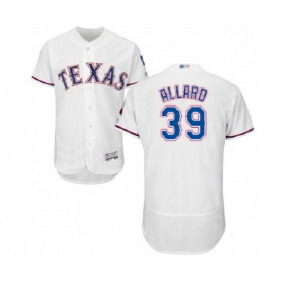 Men's Texas Rangers 39 Kolby Allard White Home Flex Base Authentic Collection Baseball Player Jersey