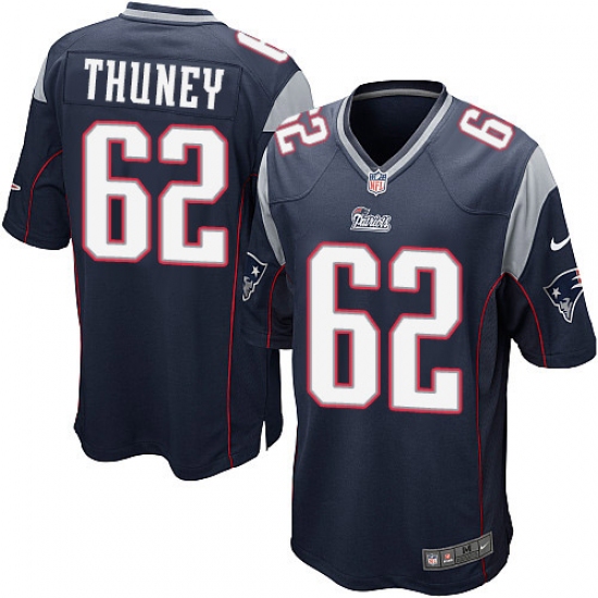 Men's Nike New England Patriots 62 Joe Thuney Game Navy Blue Team Color NFL Jersey