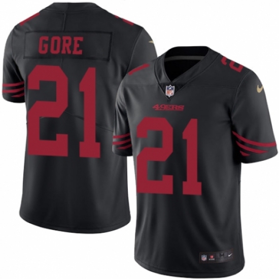 Men's Nike San Francisco 49ers 21 Frank Gore Elite Black Rush Vapor Untouchable NFL Jersey