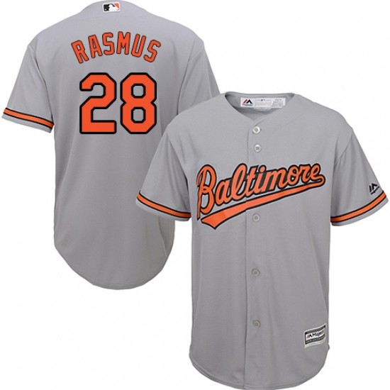 Youth Majestic Baltimore Orioles 28 Colby Rasmus Replica Grey Road Cool Base MLB Jersey