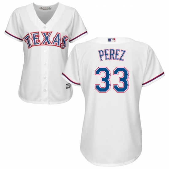 Women's Majestic Texas Rangers 33 Martin Perez Replica White Home Cool Base MLB Jersey