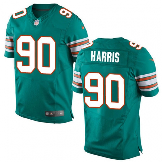 Men's Nike Miami Dolphins 90 Charles Harris Elite Aqua Green Alternate NFL Jersey