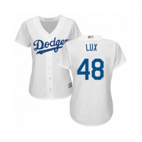 Women's Los Angeles Dodgers 48 Gavin Lux Authentic White Home Cool Base Baseball Player Jersey