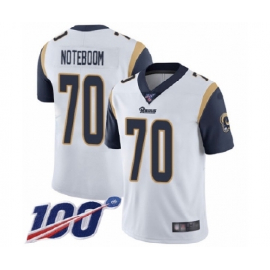 Youth Los Angeles Rams 70 Joseph Noteboom White Vapor Untouchable Limited Player 100th Season Football Jersey