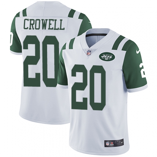 Men's Nike New York Jets 20 Isaiah Crowell White Vapor Untouchable Limited Player NFL Jersey