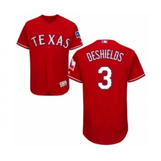 Men's Texas Rangers 3 Delino DeShields Jr. Red Alternate Flex Base Authentic Collection Baseball Player Jersey